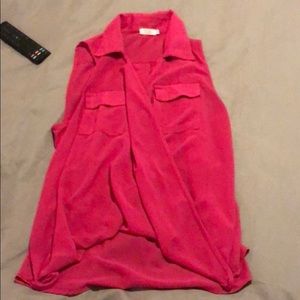 Pink sleeveless blouse